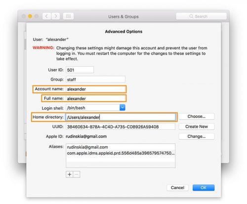 Как сменить имя администратора на MacBook air и работать с учётными записями пользователя