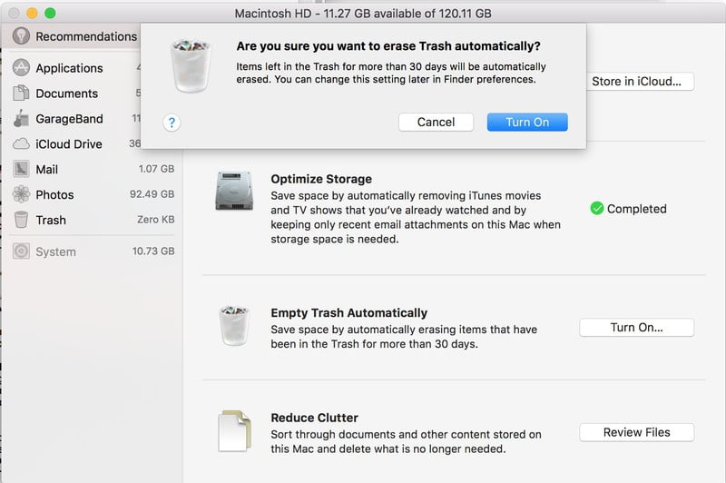 how to free up space on mac 2012